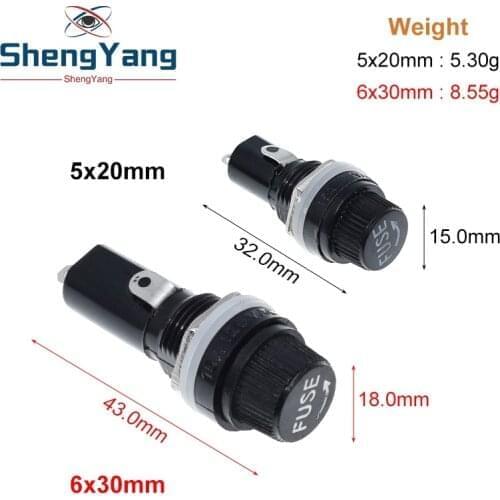 10Pcs 5*20mm 6*30mm Glass Fuse Holders 5x20 6x30 InsuranceTube Socket Fuse Holder For Insurance Panel Mount Fuse Holder