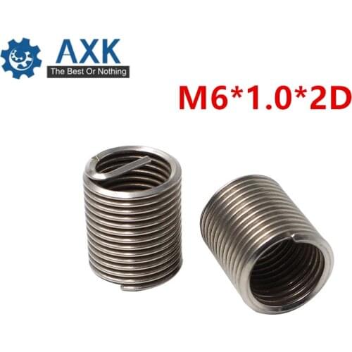 100pcs M6*1.0*2D Wire Thread Insert Stainless Steel 304 Wire Screw Sleeve, M6 Screw Bushing Helicoil Wire Thread Repair Inserts