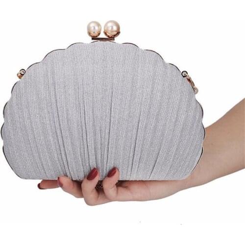 2020 diamond shell shaped evening clutch bags fold silk party dinner purse wallets wedding banquet bags drop shipping MN1515