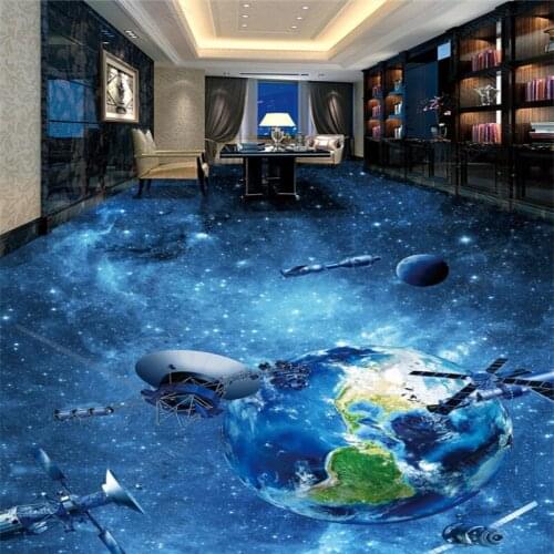 Beibehang wallpaper on the wall large Custom home interior Universe Galaxy Earth 3D Flooring wallpaper for the kitchen Mural 3d