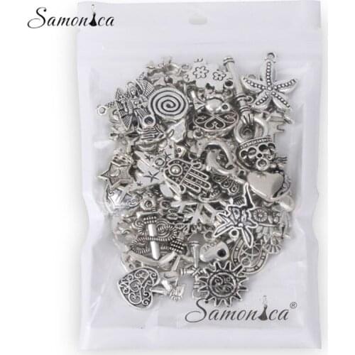 40Pcs Wholesale Tibetan Silver Color Mix Pendants Charms Bracelets Necklace Accessories DIY
