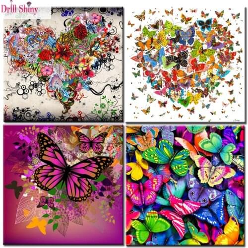 Flowers Butterfly Diy Diamond Painting Full Square Mosaic Resin Handmade Embroidery Mosaic 3D Cross Stitch Kits wall painting