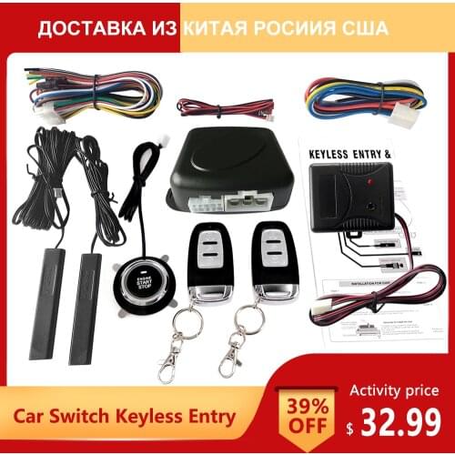 Car Switch Keyless Entry Engine Start Alarm System with Vibration Sensor Push Button Remote Starter Stop Auto Anti-theft System