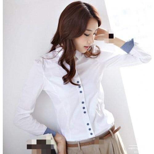 B1827 2020 spring autumn new Korean professional slim college women defense light design long sleeve white shirt cheap wholesale