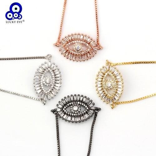 Lucky Eye Zircon Copper Evil Eye Charm Bracelet for Women Shiny Female Bracelets & Bangles Jewelry EY6211