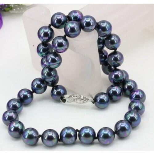 10mm high quality natural black rainbow shell round beads necklace for women clavicle chain choker hot sale jewelry 18inch B3221