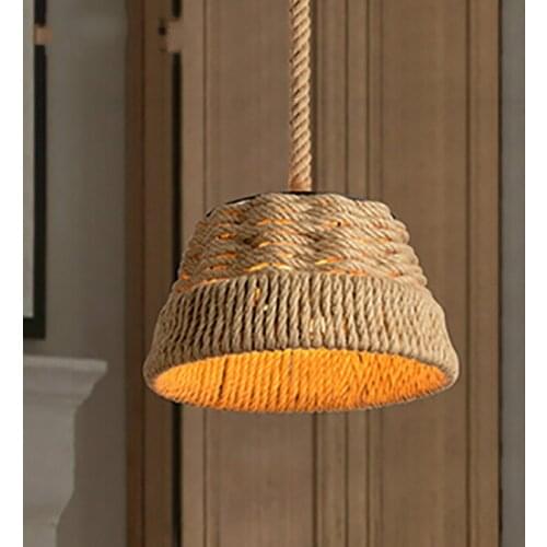 Hemp Rope Flower Basket Chandelier LOFT Retro Industrial Style Restaurant American Country Creative Coffee BarTable Personality