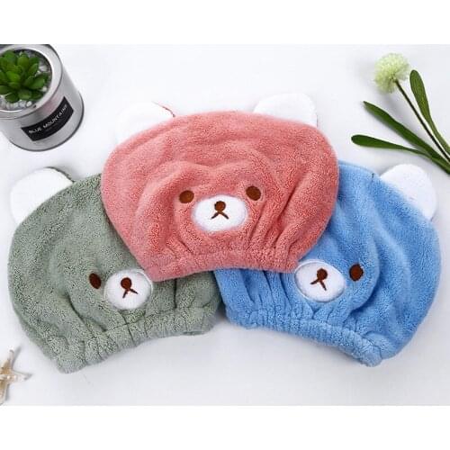 A2507 Childrens Hair-Drying Cap Cute Animal Embroidery Super Absorbent Hair-Drying Cap Childrens Hair Drying Towel