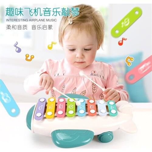 Baby Toys kids plane knocking piano push-pull plane music toys for kids gift