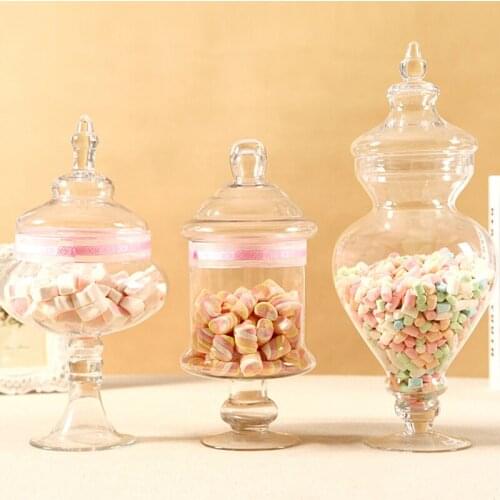 European Transparent Glass Storage Jar Dust-Proof Candy Jar With Lid Wedding Dessert Decoration Household Storage Bottle Tank