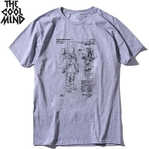 COOLMIND 100% cotton short sleeve men T shirt space print summer men tshirt loost t-shirt o-neck male tee shirts mens mo0138