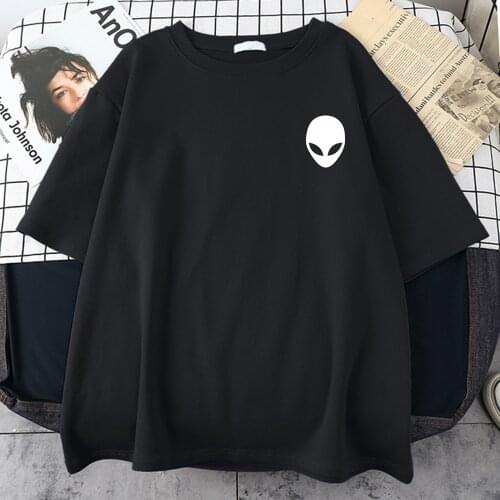 White Alien Mask Print Mens Tee Shirts Korean Printed T Shirts Men Retro Casual Clothing Tee Shirt Summer Oversize Tee Tops Men