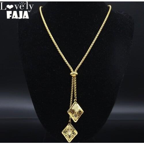 2021 Stainless Steel Geometric Necklace for Women Gold Color Long Necklace Jewelry acero inoxidable joyeria mujer N19738