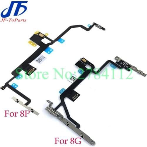 10Pcs Power Flex Cable for iPhone 8 Plus 8G 8P 8Plus X Xs Max On Off Switch Volume control with Metal LED Flash Replacement