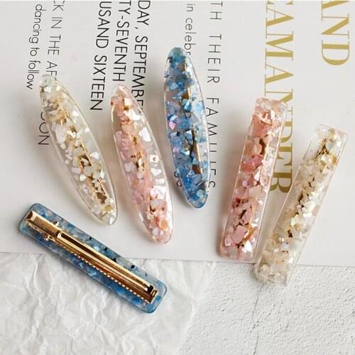 Korea Pink Shell Hairpins Vintage Geometric Oval Hair Clips Hair Accessories for Women Japan Chic Girls Hairgrip Barrettes