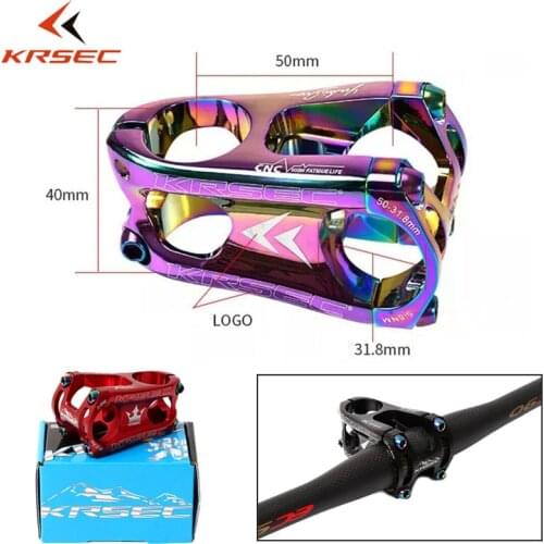 KRSEC 31.8mm Aluminum MTB Stem Bike 1-1/8" Bicycle Stem Lightweight Downhill CNC Short-Handle Stem Mountain Road Bike Handlebar