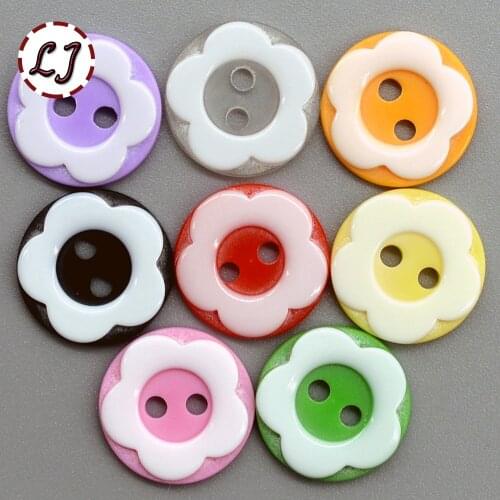 30PCS/LOT color flower 2-Holes round Button 12mm resin button plastic cloth buttons sewing accessory scrapbooking
