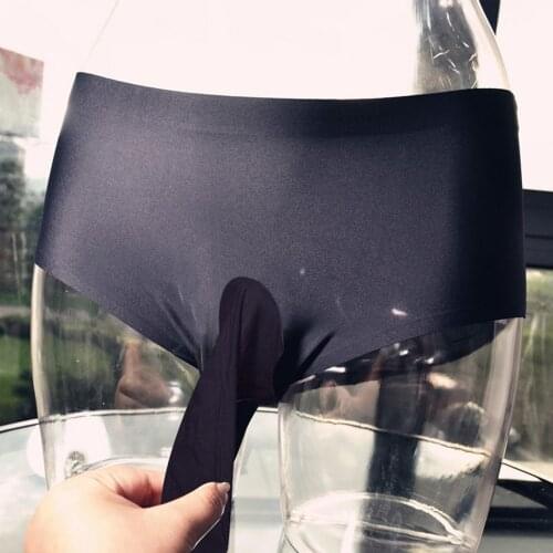 Mens Underwear With Penis Sheath Seamless Long Elephant Nose Gay Temptatio JJ Sleeve Erotic Ice Silk Sexy Shiny Briefs Panties