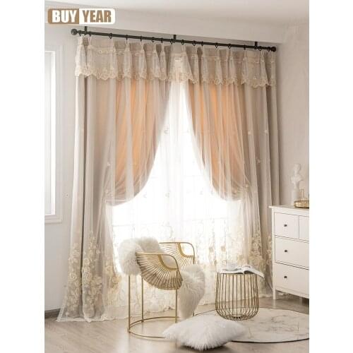 2021 New Three-dimensional Embroidered Curtains Simple Modern Style Light Luxury Princess Style Curtains for The Bedroom