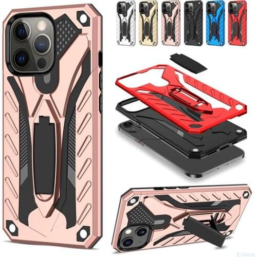 Luxury Armor Shockproof Case For iPhone 13 12 11 Pro Max X XR XS 7 8 6 6S Plus SE 2020 5 5S mini Hard Stand Holder Silicon Cover