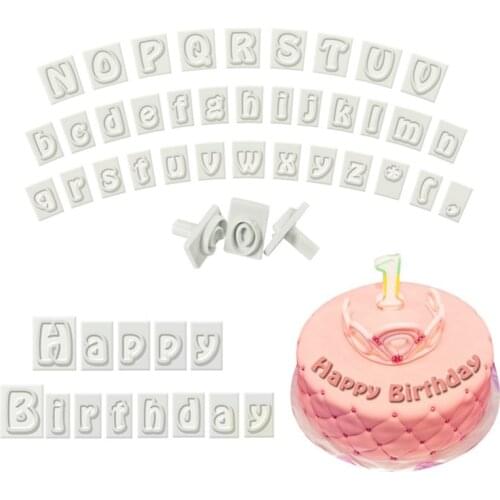 Number Letter Stamps 64 Characters Upper&Lower Case Alphabet Letters Baking Cake Mold Plastic Cookie Cutter Fondant Tools Set