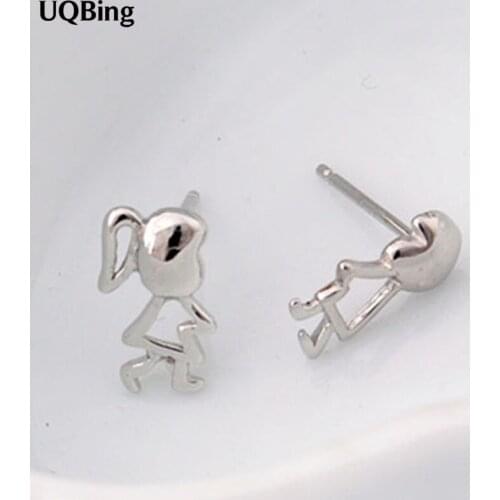 Lovely Elegant Silver Color Angle Boys & Girls Ear Stud Earrings For Women