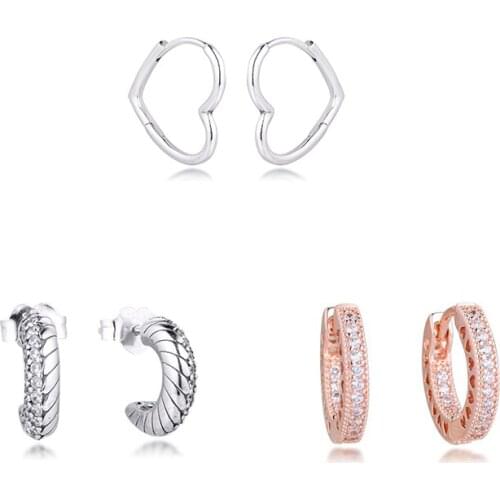 GPY Earrings for Women Pave Heart Pattern Hoop Earring Pendientes Kolczyki Earings Aretes Brincos 925 sterling silver Jewelry