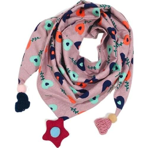 New Autumn Winter Children Triangle Scarves Flowers Cartoon Print Boys Girls Warm Collar Kids Toddler Neck Wear Children Scarf