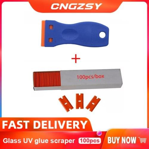 Glass UV glue scraper sealant tool Cleaning blade for Window tile Car Carbon film Sticker Razor Glue Remover Knife E17B+E14