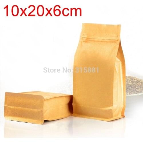 Kraft Paper Zip Lock Stand up Pouch Packing Bag 10x20x6cm 50pcs/lot