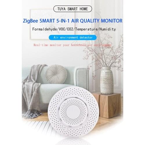 Wi-Fi/ZigBee Air Quality Monitor Formaldehyde,VOC,CO2,Temperature,Humidity APP Remote Monitor Linkage RealTime Air Quality