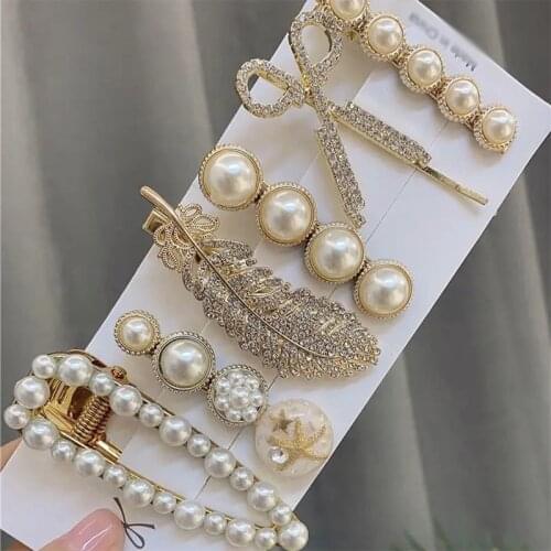 Korea Style Fashion Pearl Hair clip for Women Romantic Female Jewelry Hairpin 2021 Accessories Hair Stick Barrettes Wholesale