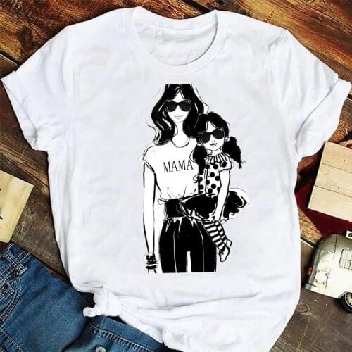 Women Fashion Cartoon 90s Summer Daughter Style Cute Mama Mom Mother Tshirts Clothes Graphic T Top Lady Print Female Tee T-Shirt