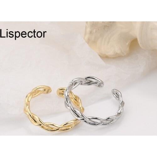 Lispector 925 Sterling Silver Simple Korean Hollow Crossed Ring for Women Elegant Minimalist Open Rings Party Unisex Jewelry