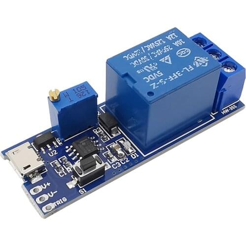 1Piece 5V-30V Trigger Delay Relay Module Micro USB Power Adjustable Timer Control Module Delay Switch
