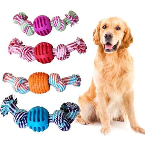 1pc Bite Resistant Dog Rope Toy Pet Interactive Knot Design Double Knotted Cotton Ropes Dog Chew Rope Puppy Teething Toy