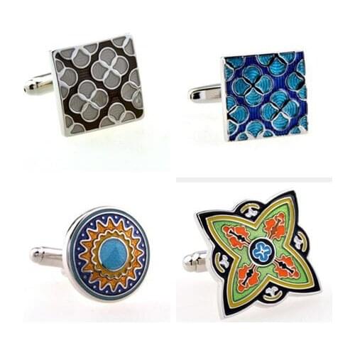 10pairs/lot Classic Enamel Sunflower Cufflinks Retro Sun Flower Plating Cuff Links Vintage Business Style Mens Jewelry