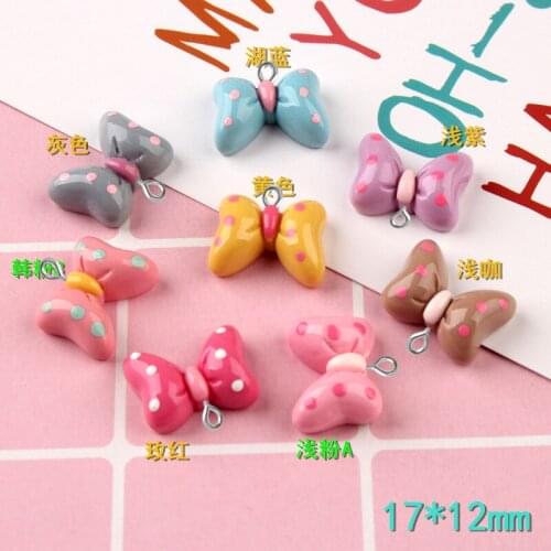 10pcs 17*12mm Fashion Kawaii cabochon bowknot bow tie charms women resin jewelry making material DIY craft ornament accessories