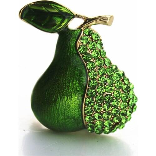 2019 free shipping retro atmosphere style green Enamel inlaid semi-precious stones pear fashion brooch