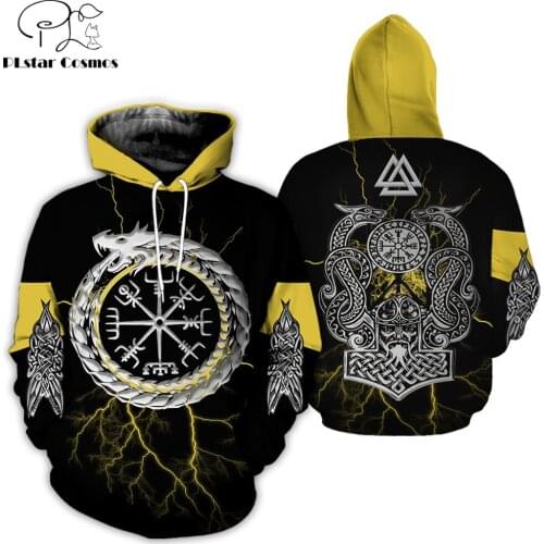 2019 Hot sale Fashion Viking Tattoo Hoodie 3D Printed Viking Yellow t-shirt-Sweatshirt Hoodie Unisex streetwear sudadera hombre