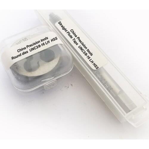 2pcs HSS Left Hand Unified thread tap and die set UNC UNF 1/4 5/16 3/8 7/16 9/16 5/8 3/4 LH screw Straight Flutetaps Dies sets