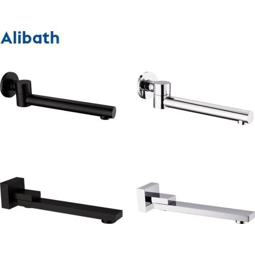 Bathroom Basin Faucet Accessories Wall Mounted Soild Brass 360 Degree Rotation Water Outlet Tap Matt Black And Chrome Plated