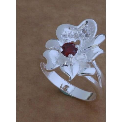 AR056 Hot sterling ring, fashion jewelry, smooth hearts inlaid red stone /afdaiwka afxaixea silver color