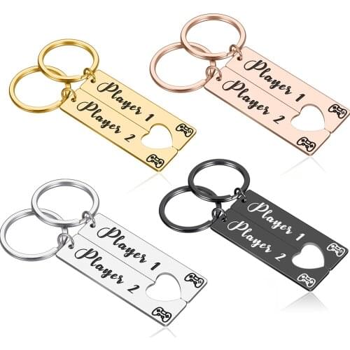 Couple Keychain Gamer Lover Gifts for Boyfriend Girlfriend Husband Wife Fiance Fiancee Player 1 Player 2 Valentines Gifts