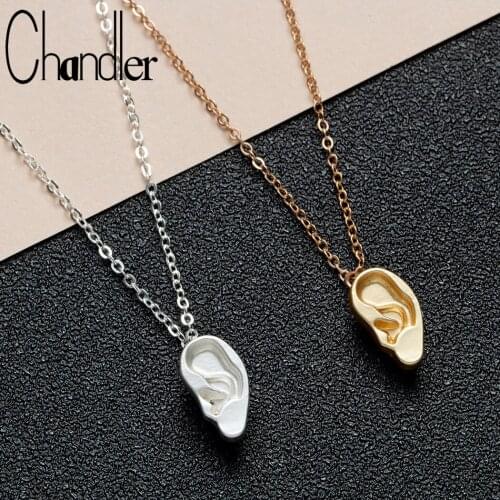 Chandler Korean Unique Ear Shape Pendant Necklaces Gift for Her medical Doctor Norse Gift Anatomical Ear Simple Collar