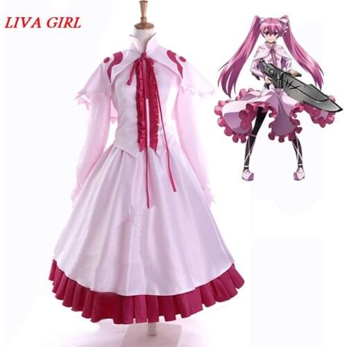 Liva girl Anime Akame ga Kill Mine Cosplay Costume Custom Custom Made Any Size Pink Tea Length Long Dress