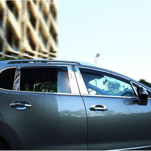 For Peugeot 3008 2013 Stainless Steel Car Body Side Center Model B+C Pillar Cover Trim Protective Accessories