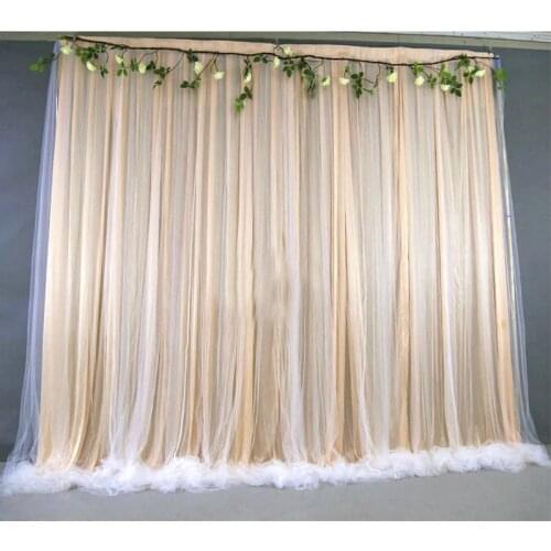 Champagne Tulle Chiffon Backdrop for Bridal Shower Wedding Ceremony Curtains Newborn Baby Shower Backdrop Photo Booth