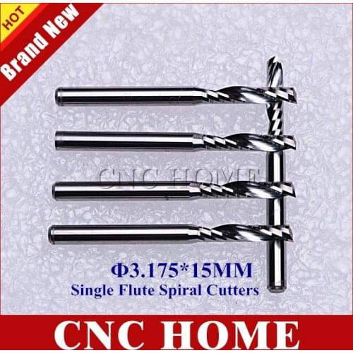 5 Pcs 3.175*15mm Carbide CNC Router Bit One Single Flute Milling Cutter Spiral Tool Bit for wood acrylic woodworking mdf endmill