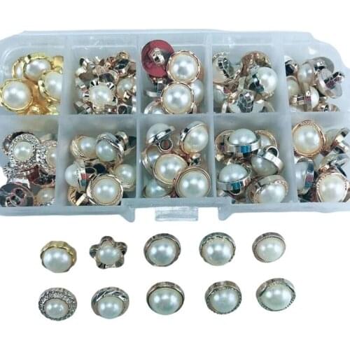 HL 10 Different Styles Team 1 Box 100PCS 12mm Beads Plating Buttons Shank DIY Wedding Shirt Apparel Sewing Accessories